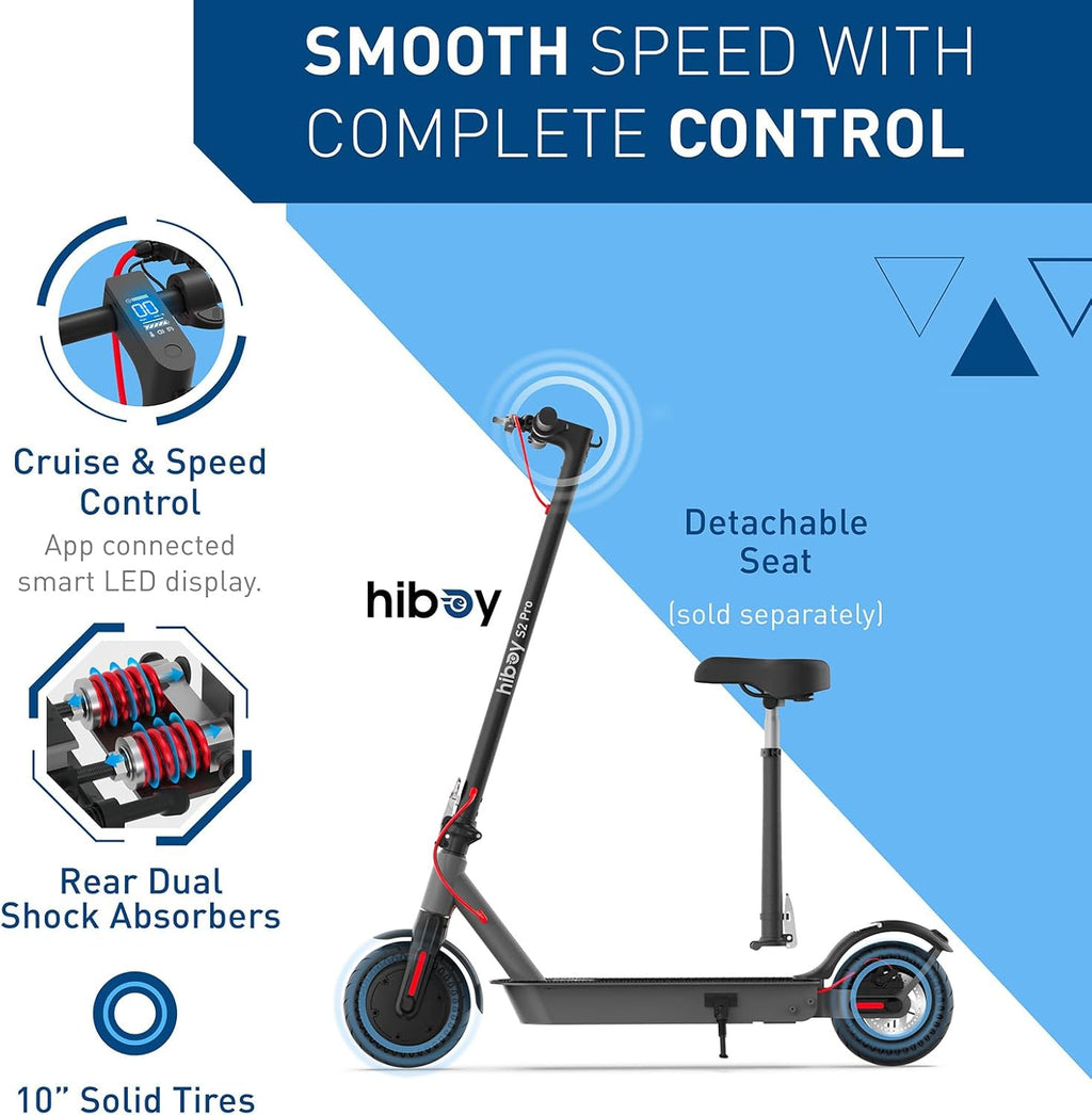 S2 Pro Electric Scooter, 500W Motor, 10" Solid Tires, 25 Miles Range, 19 Mph Folding Commuter Electric Scooter for Adults