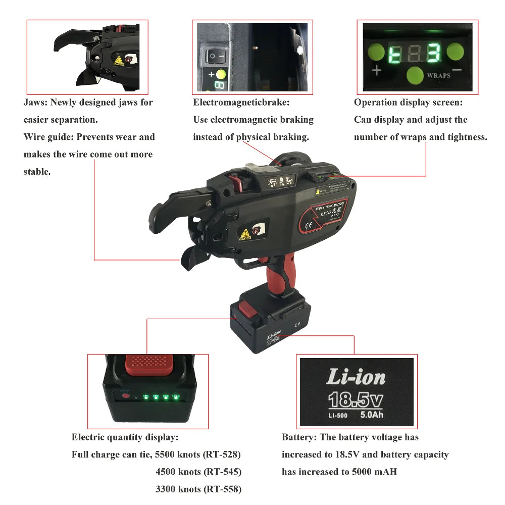 18.5V Rebar Binder RT545 Electric Cordless Rebar Tying Tool Machine Gun