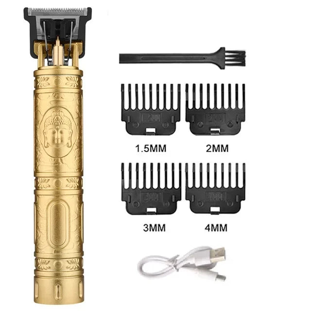 Rechargeable Mens T9 Carving Hair Clipper Vintage Portable USB Cleaning Barber Professional Hair Cutting Machine Beard Trimmer