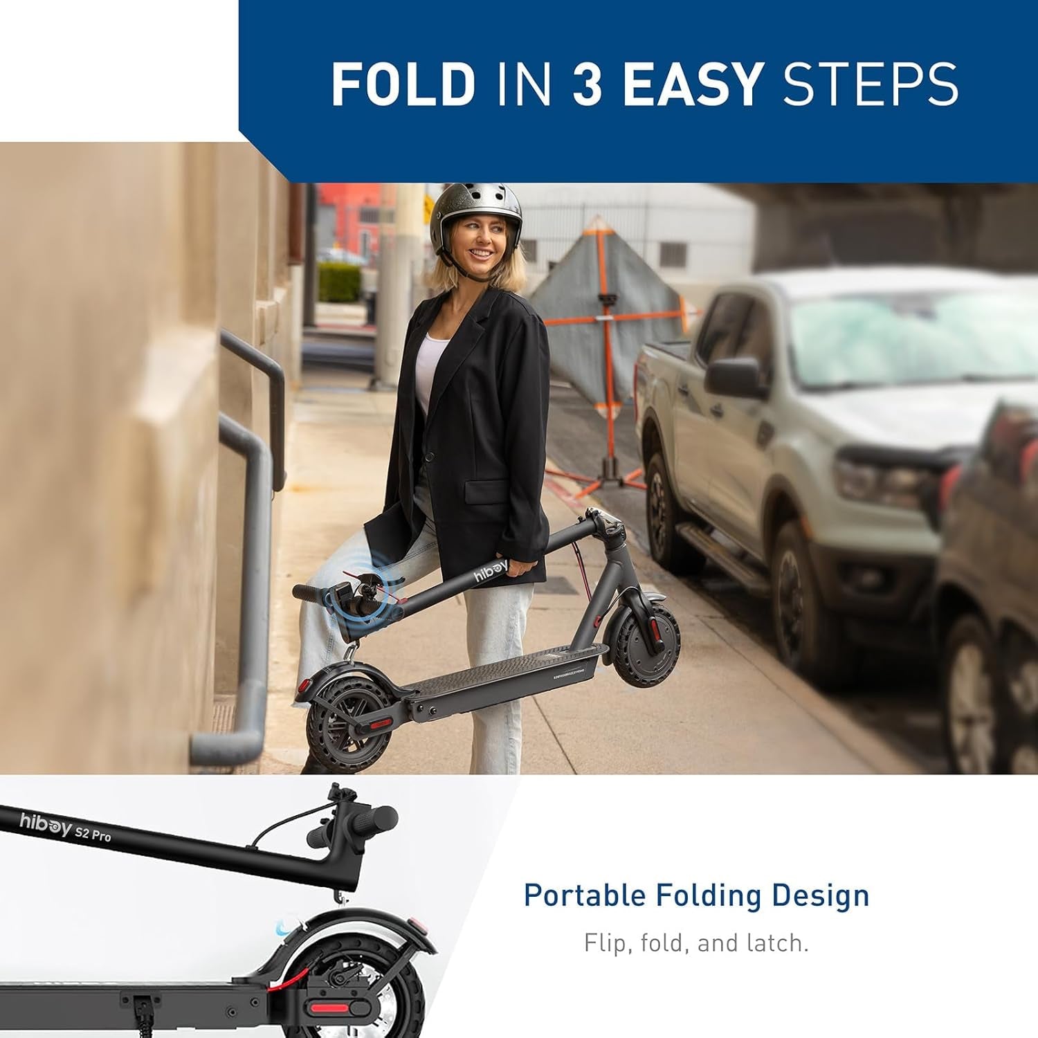 S2 Pro Electric Scooter, 500W Motor, 10" Solid Tires, 25 Miles Range, 19 Mph Folding Commuter Electric Scooter for Adults